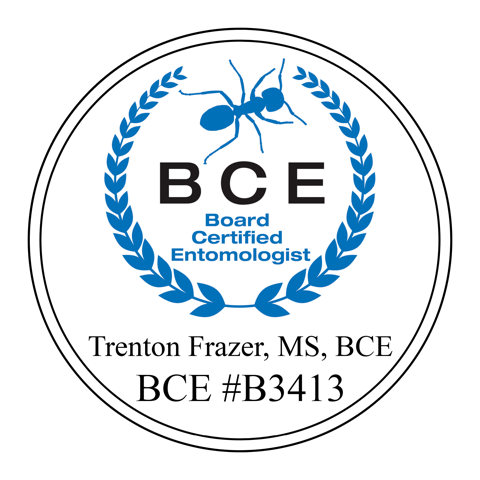 Board Certified Entomologist seal, Trent Frazer, BCE #B3413